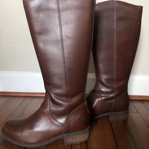 Women’s Brown Leather Calf-High Uggs